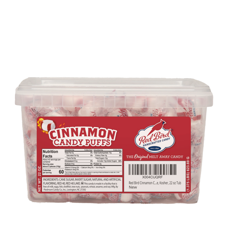 Red Bird® Soft Cinnamon Candy Puffs, Individually Wrapped, 22 oz Tub