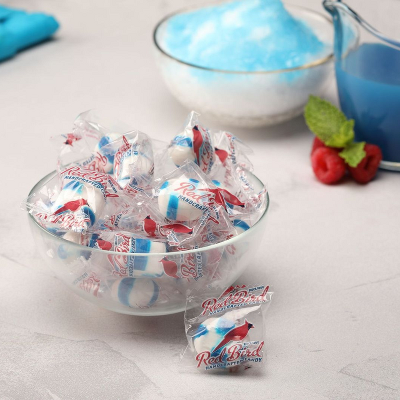 Red Bird® Soft Blue Raspberry Candy Puffs, Individually Wrapped, 52 oz Tub