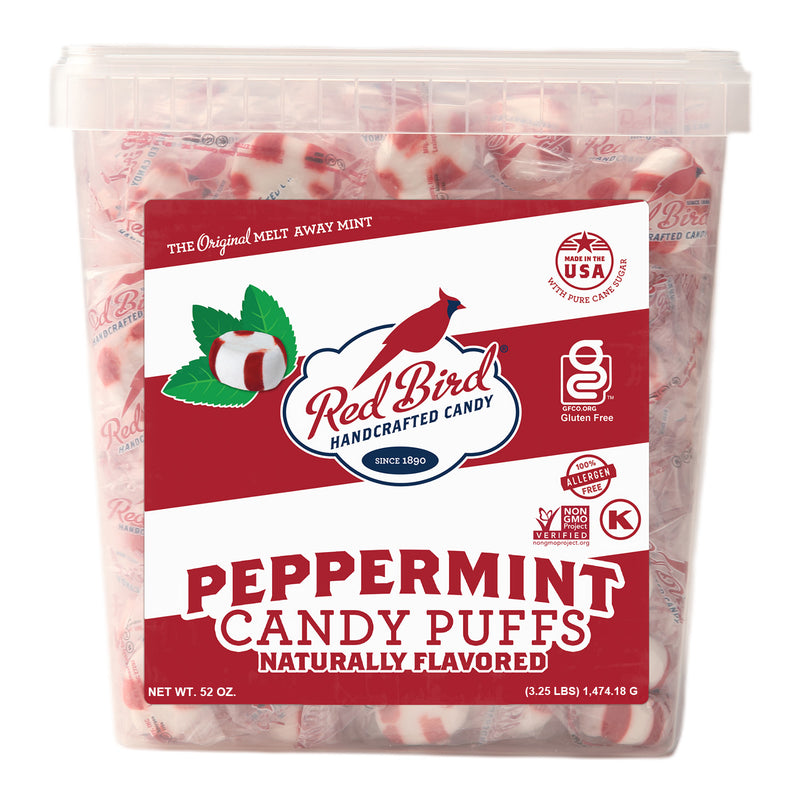 Red Bird® Soft Peppermint Candy Puffs, Individually Wrapped, 52 oz Tub