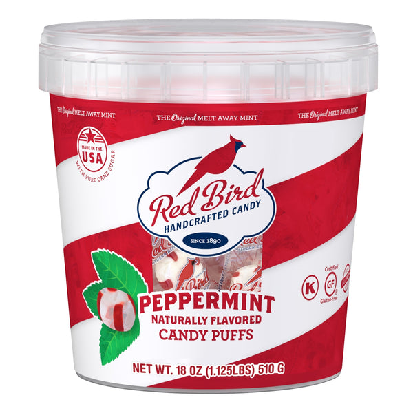 Red Bird® Soft Peppermint Candy Puffs, Individually Wrapped, 18 Oz Tub